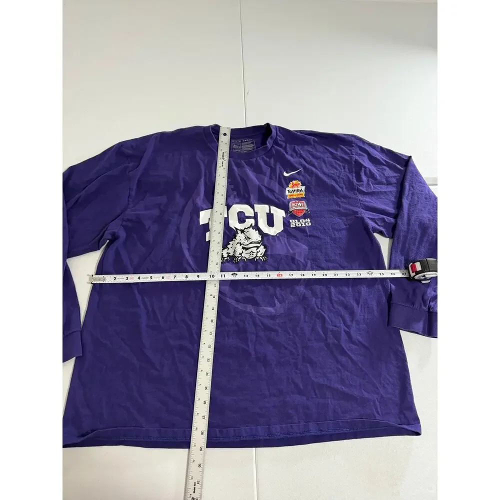 Nike Team TCU Horned Frogs Long Sleeve Shirt Mens 2XL Purple Fiesta Bowl 2010